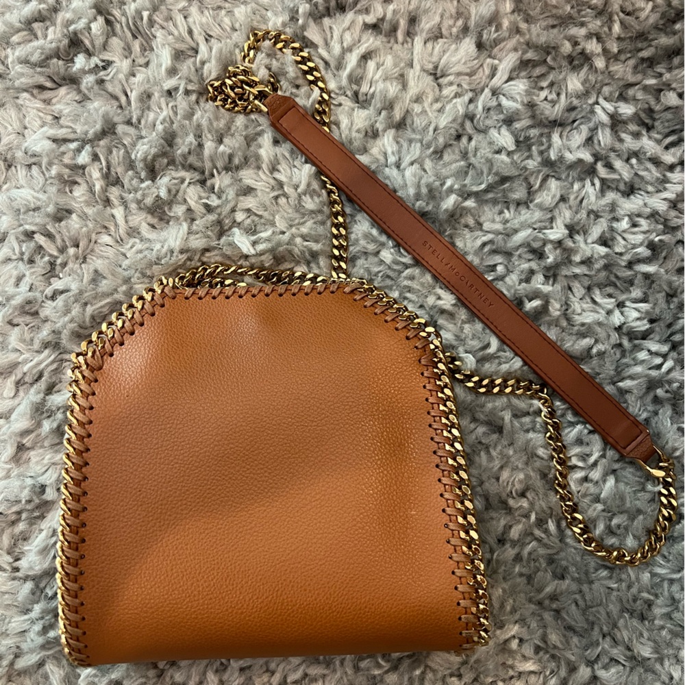 Stella McCartney Tan Brown Mini Chain Crossbody Bag